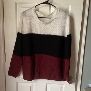 White Black and Red Striped Sweater